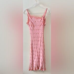 Betsey Johnson Pink Floral Lace-Trim Midi Slip Dress